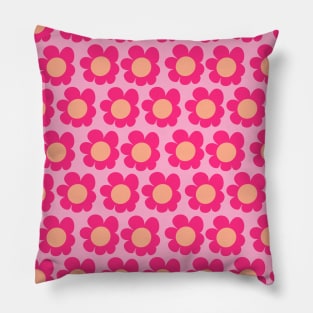 Neon Pink Daisy Pattern Pillow