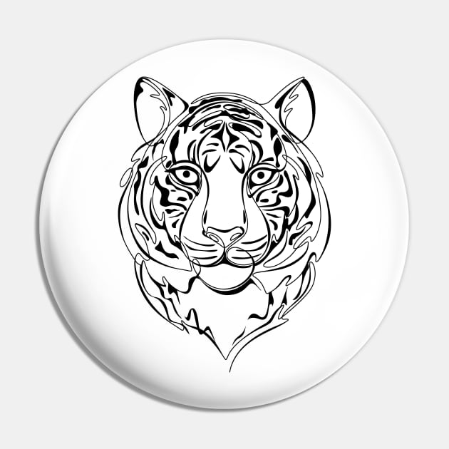 Continuous Line Tiger Portrait. 2022 New Year Symbol by Chinese Horoscope Pin by lissantee