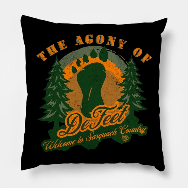 The Agony of Defeet Funny Bigfoot Sasquatch gift Pillow by anarchyunion