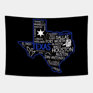 Grand Prairie Texas cute map Houston San Antonio Dallas Austin Fort Worth El Paso Tapestry