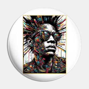 Abstract portrait of Jean Michel Basquiat Pin