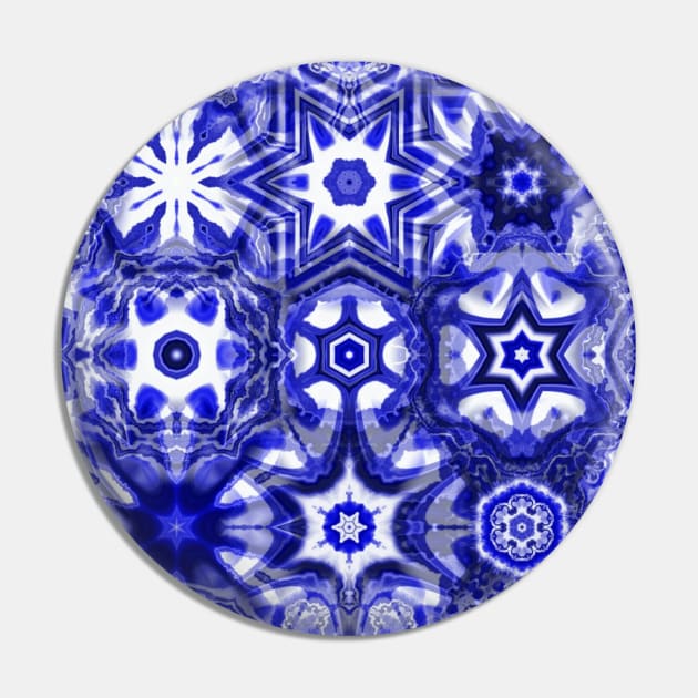 Blue Holiday Geode Snowflake Pin by Moon Art