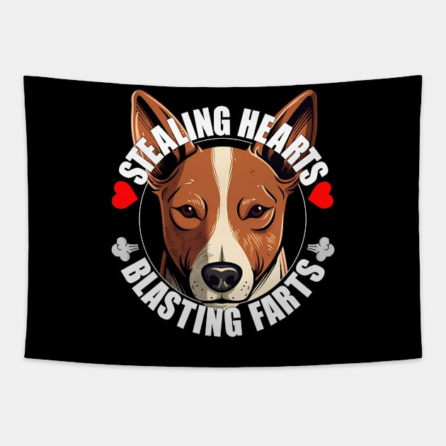 Funny Basenji Stealing Hearts Blasting Farts Dog Cute Puppy Tapestry by Sports Stars ⭐⭐⭐⭐⭐