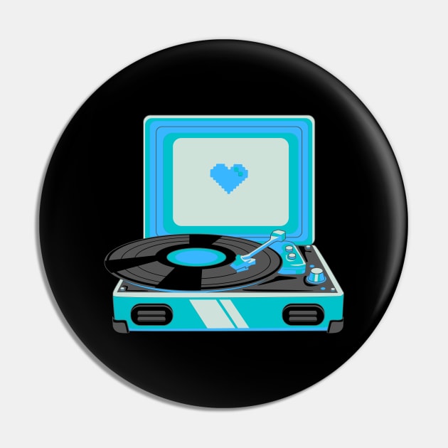 Blue Vinyl Record Player Pin by HobbyAndArt