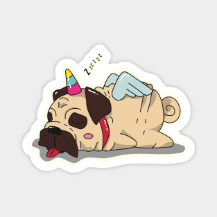 Sleeping Pugcorn Magnet