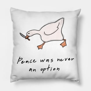 "Goose with a Knife: A Bold Statement for Peace" Pillow