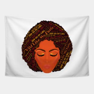 Wild Like My Curls Curly Afro (White Background) Tapestry