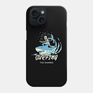 Surfing The Sharks Phone Case