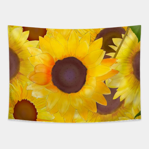 All about the sunflowers Tapestry by CharlieCreates