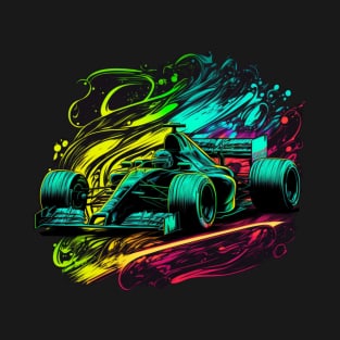 Formula Racing Driver Neon Retro Auto Racing Fan T-Shirt