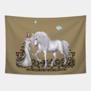 Wonderful fairy with unicorn Tapestry