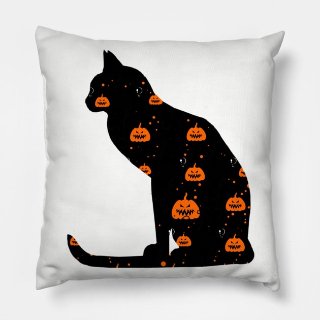 Halloween Black Cat With Pumpkin Pillow by anbartshirts