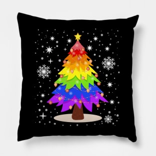 LGBT Flag Christmas Tree Gay Pride Rainbow Pillow