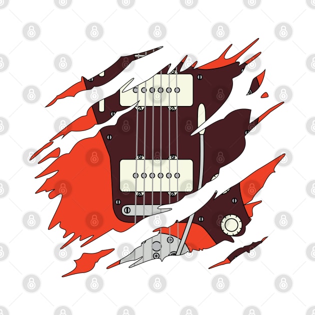 Ripped Electric Guitar Offset Style Red Color by nightsworthy