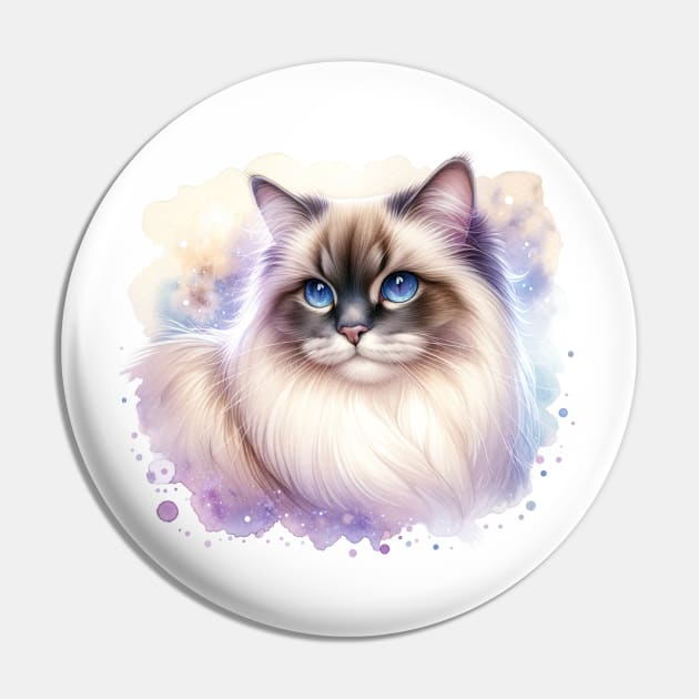 Birman - Watercolor Cat Pin by Edd Paint Something