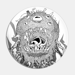 Monstah, line art, black on white Pin