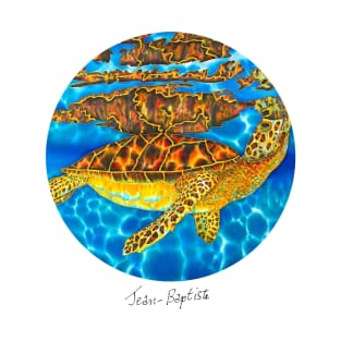 Caribbean unveiled on silk | Sea Turtle Surfacing T-Shirt