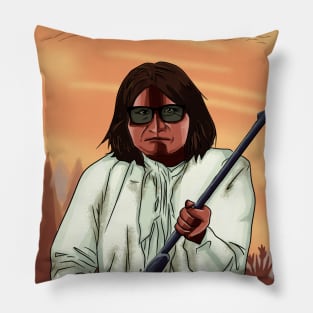 Native American Geronimo GTA Art Style with Background Pillow