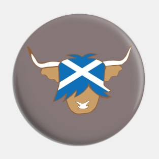 Highland cow with Scotland flag Pin