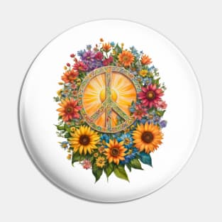 Flower Power Peace Sign by Free Spirits & Hippies Pin