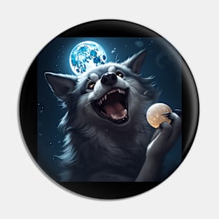 Wolfman with full moon Pin