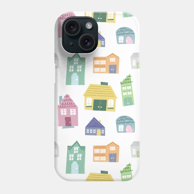 Chalk Houses Pattern Phone Case by designering_sarah