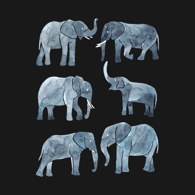 Watercolor Elephants - Gray by monitdesign