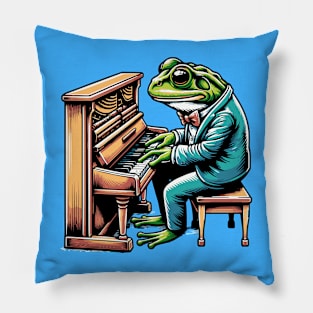 Frog Playing the Piano Pillow