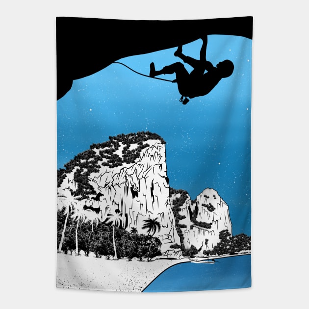 Rock climbing Thailand Tapestry by mailboxdisco