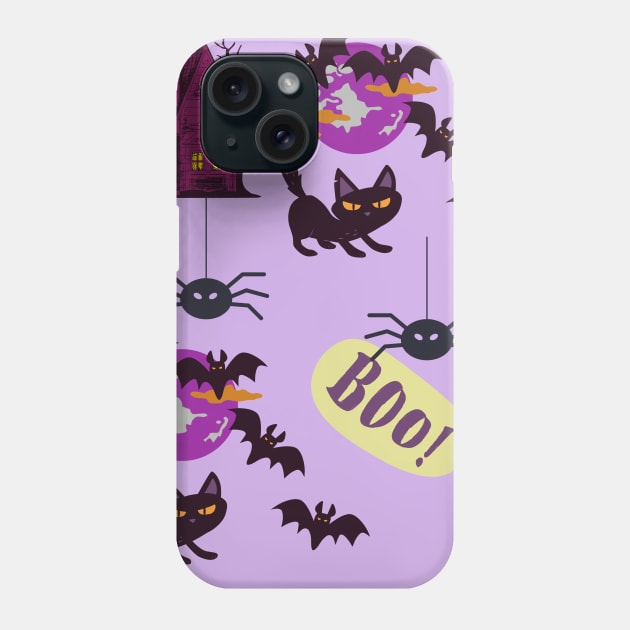 Cute Halloween Themed Pattern Design Phone Case by AdrianaHolmesArt