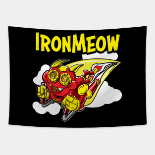 Iron Meow Tapestry - Iron Meow rocketing throught the sky by 