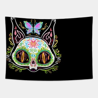 Sugar Skull Cat Tapestry