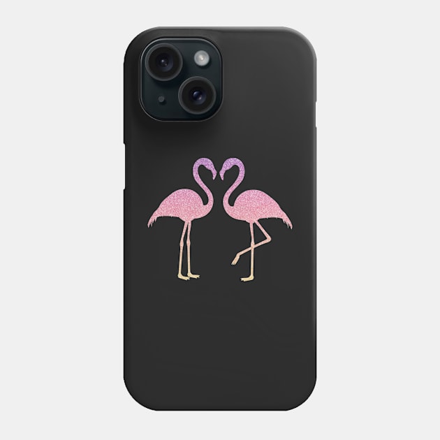 Pink Sunset Sunrise Ombre Faux Glitter Flamingos Silhouette Phone Case by Felicity-K