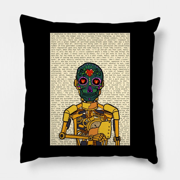 Golden Chronicles: Oliver Twist" - Unique Golden RobotMask NFT with MexicanEye Color and GlassSkin Color Pillow by Hashed Art