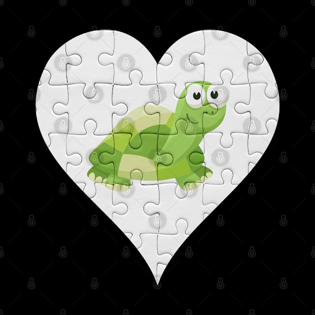 Jigsaw  Turtle Heart Design - Fish Turtle by giftideas