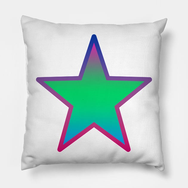 Bi+ Star (Poly Flag with upside-down Bi Flag outline) Pillow by opalaricious