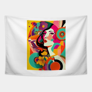 Abstract pop art style woman portrait Tapestry
