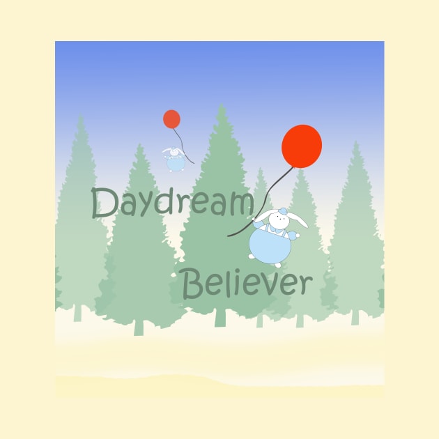 Daydream Believer Bunny on a Balloon by MelissaJBarrett