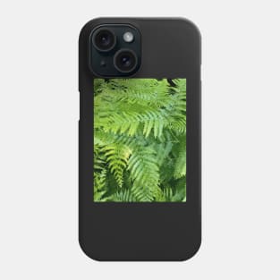 Lush green fern leaves, tropical forest print in vivid colors Phone Case