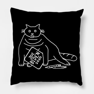 Whiteline Chonky Cat with Joe Biden Sign Pillow