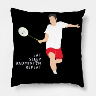 eat sleep badminton repeat Pillow