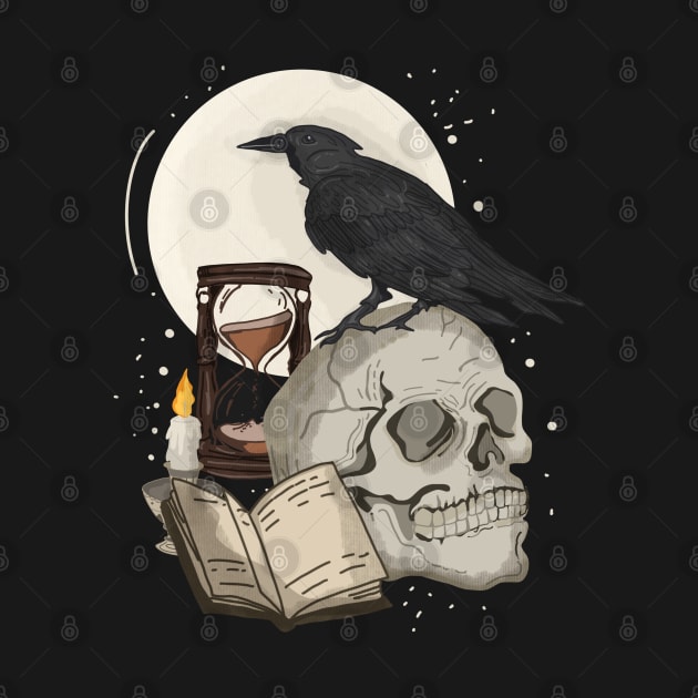 Dark Academia Raven skull by Mitalim