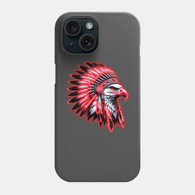 Bald Eagle Wearing a Native American Headdress Phone Case by Blue Raven Designs