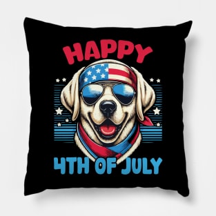 4th of July USA Flag Patriotic American Labrador Retriever Pillow