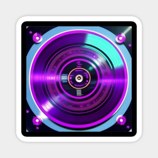 Retrofuturism Purple Vinyl Record Holographic Magnet