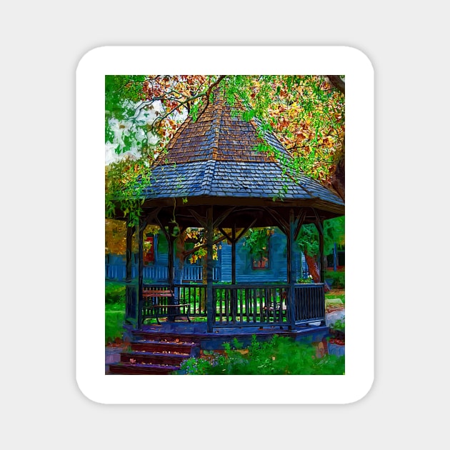 The Victorian Gazebo In Impasto Magnet by KirtTisdale