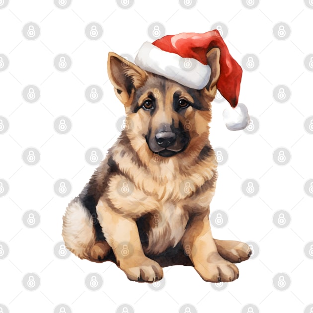 German Shepherd Dog in Santa Hat by Chromatic Fusion Studio