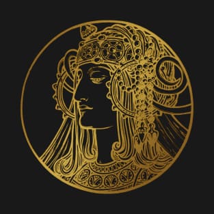 Art nouveau gold silhouette lady 5 T-Shirt