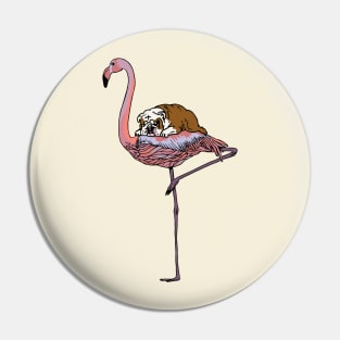 Flamingo and English Bulldog Pin