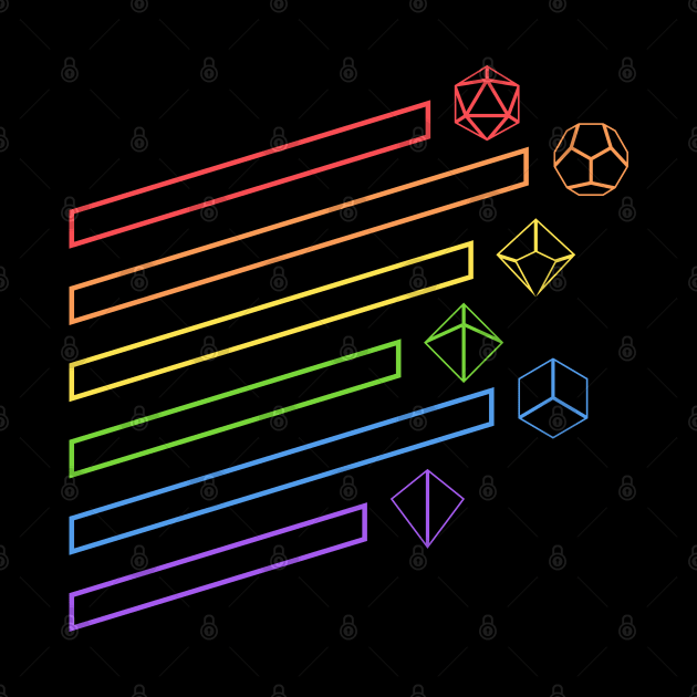 Rainbow Polyhedral Dice Set Minimalist by pixeptional
